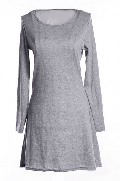 Gray Slim Concise A-line Mini Dress