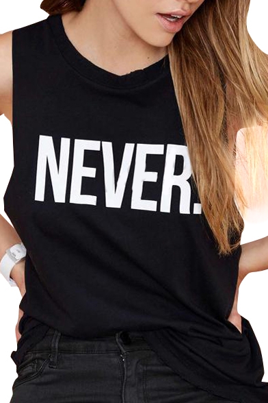 Letter NEVER Print Distressed Tank