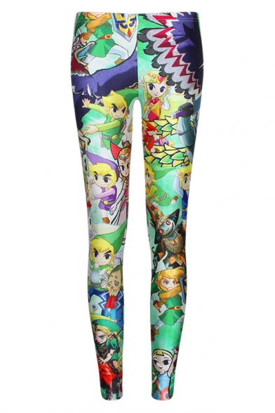 Special Cartoon Character Print Fitted Skinny Leggings