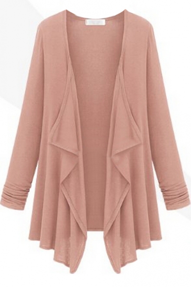 Pink Waterfall Front Long Sleeve Cardigan