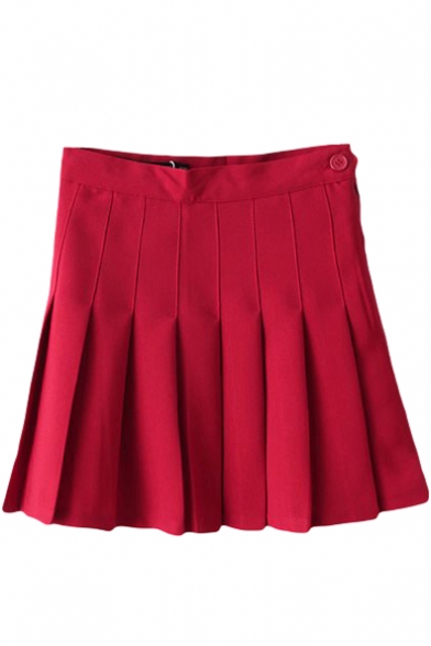 Red Pleated Tennis Style Skirt