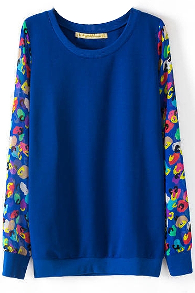 Blue Fashionable Print Long Sleeve Sweatshirt