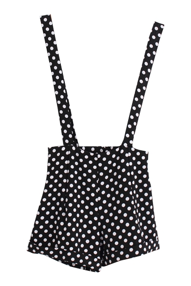 Polka Dot Print Fitted High Waist Overalls