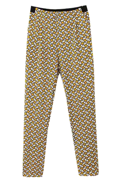 Print Casual Fitted Zip Fly Pencil Pants