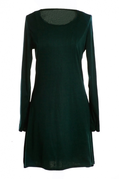 Dark Green Slim Concise A-line Mini Dress