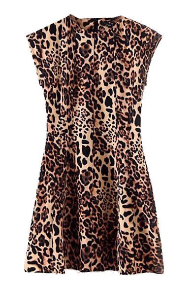 High Waist Slim Leopard Sleeveless Dress