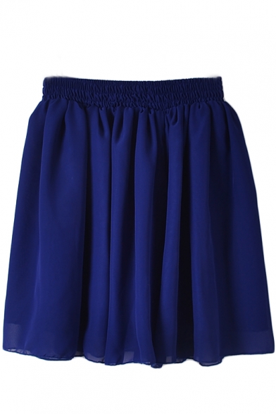Plain Elastic Pleated Chiffon Skirt