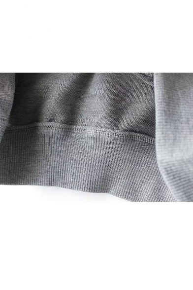 Gray Swallow Print Half Sleeve Sweatshirt