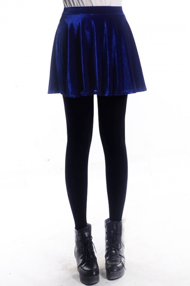 Royal Blue A-line Pleuche Skirt