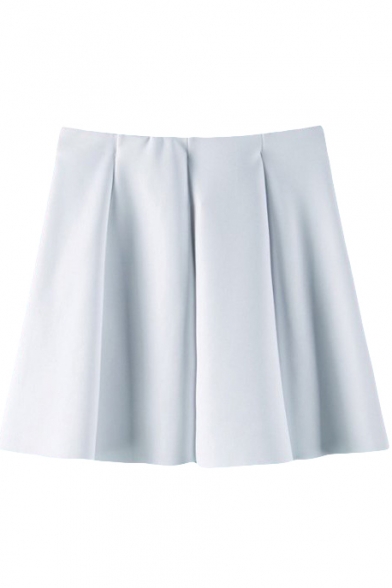 White Plain Ruffle Hem Ruffle Hem Skirt