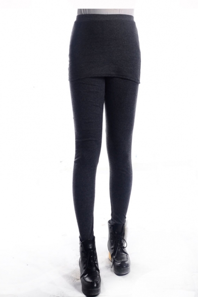 Dark Gray Leggings with Bodycon Skirt Cover