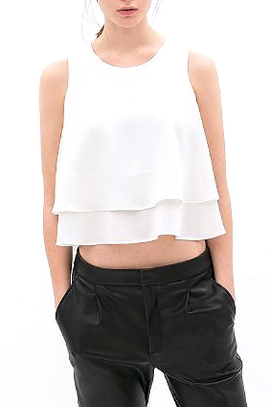 white sleeveless top