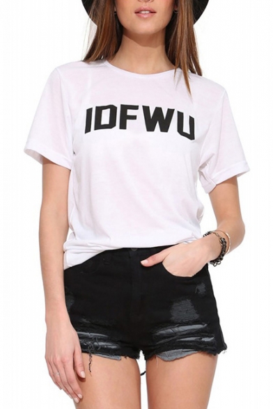 Black IDFWU Print White T-Shirt