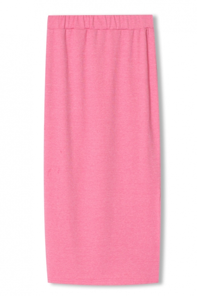 Color Ink Pink Pencil Skirt