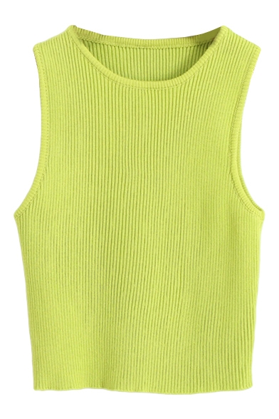 Macaron Color Plain Style Knitting Vest