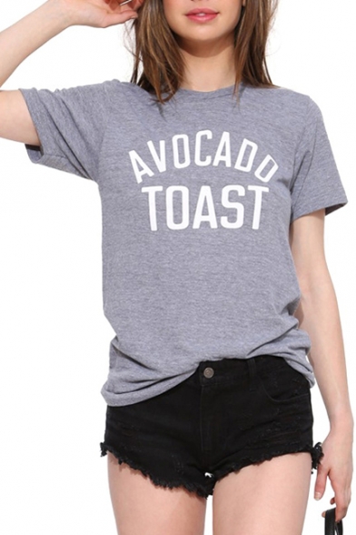 Avocado Toast Print Gray T-Shirt
