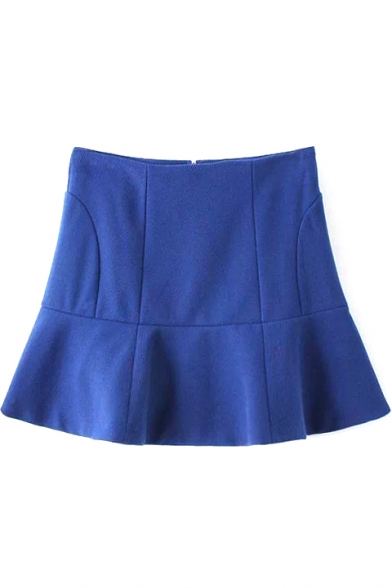 Blue Simple High Waist A-Line Mini Skirt