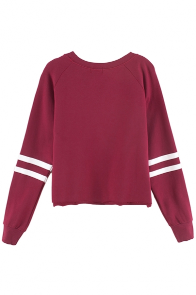 HERO&Stripe Print Sports Style Crop Sweatshirt - Beautifulhalo.com