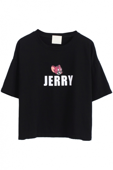 Jerry Mouse Print Crop T-Shirt