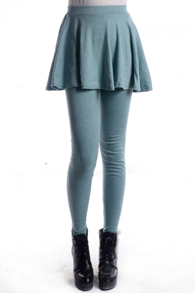 Lake Green Leggings with A-line Skirt Cover