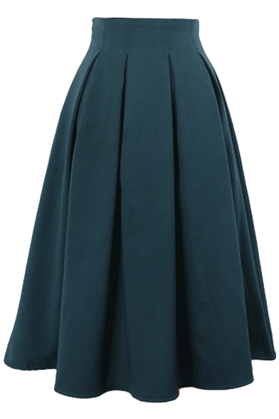 Plain Chiffon High Waist Pleated Midi Skirt - Beautifulhalo.com