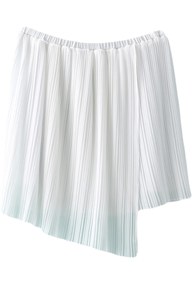 White Plain Mini Skirt with Asymmetrical Hem