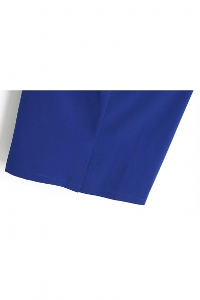 Blue High Waist Belted Pencil Skirt