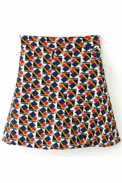 Geometric Print A-Line Mini Skirt