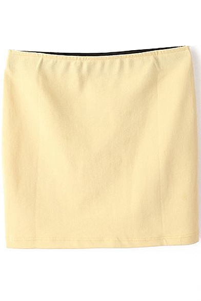 Light Yellow Plain Mini Cotton Mini Skirt