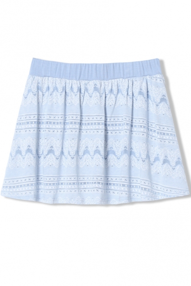 Sweet Summer Lace Crochet Pleated Mini Skirt