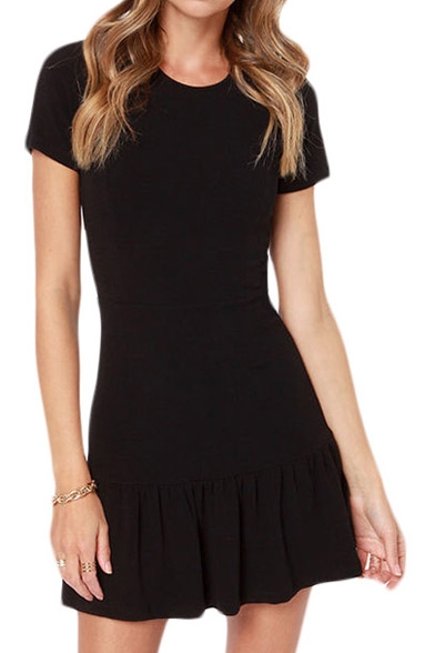 black knit dress short sleeve