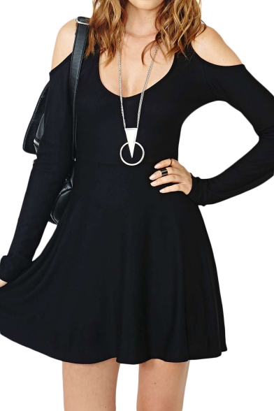 long sleeve cold shoulder dress