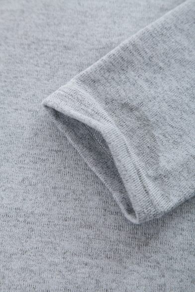 Gray Round Neck 3/4 Sleeve Midi T-Shirt with Black PU Panel Shoulder ...