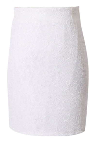 White Lace Flower Bodycon Office Lady Skirt