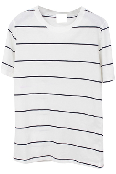 Black Thin Stripe Short Sleeve Basic T-Shirt