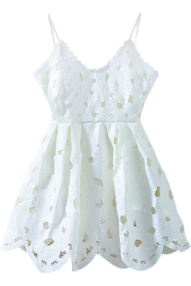 White Cutout Ladylike Slip Fit&Flare Dress