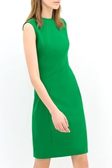 Green Sleeveless Slim Chiffon Dress