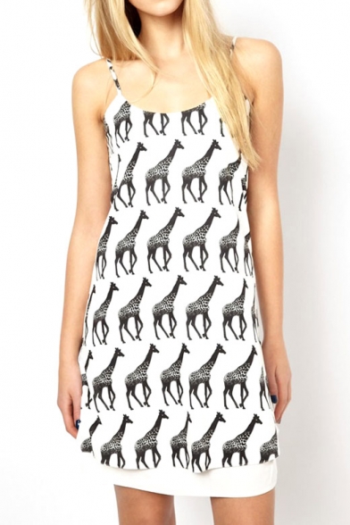 Animal Print Slip Dress with Spaghetti Strap