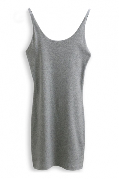 Gray Plain Summer New Fitted Tunic Tank