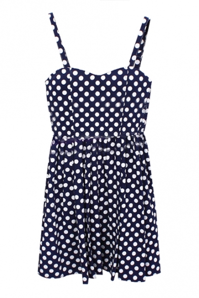 white polka dot slip dress