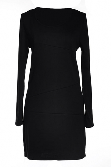 Black dress bodycon plain long sleeve white size