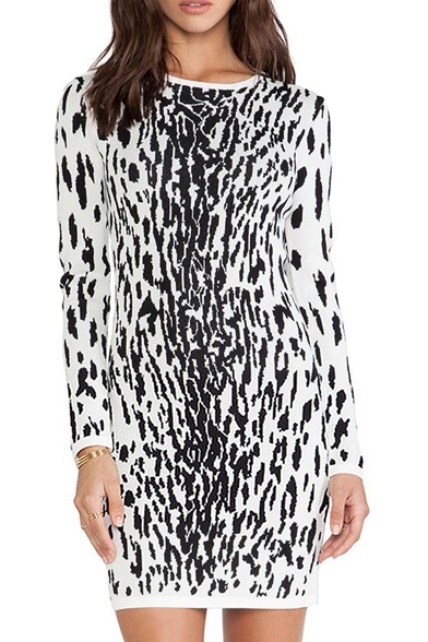 Wild Mono Leopard Pattern Print Slim Dress
