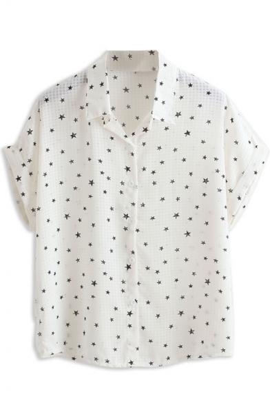 Little Star Print Short Sleeve Chiffon Shirt