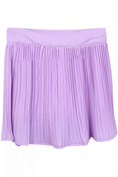 Lilac Fresh Style Pleated High Waist Skirt