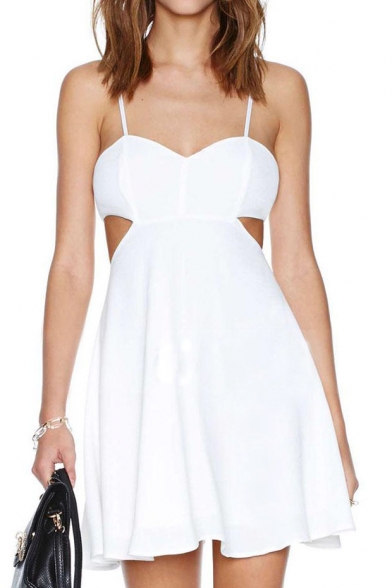 Plain Spaghetti Strap Corset Dress with Backless - Beautifulhalo.com