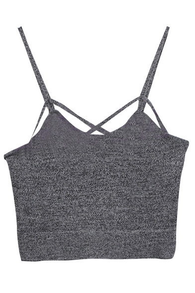 Gray Cross Back and Front Crop Cami