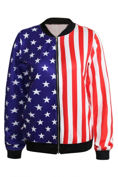 Stars&Stripes Right&Left Block Style Baseball Jacket
