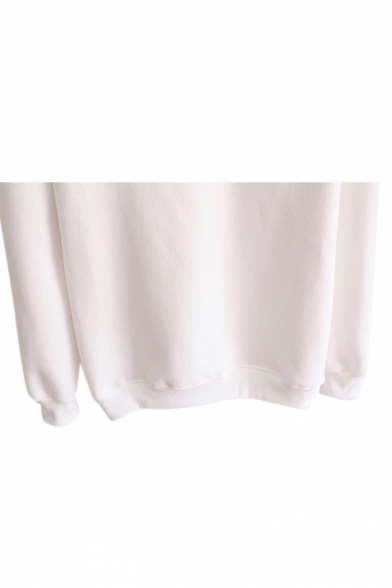 Lapel Cartoon Panda and Letter Print Long Sleeve Sweatshirt with Pocket Front