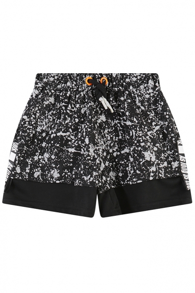 Snowflake and Letter Print Loose Shorts with Drawstring Waist