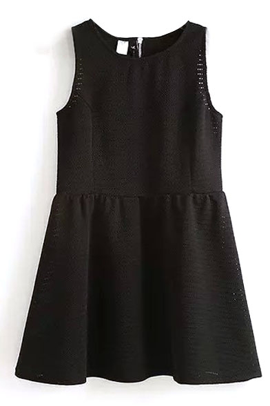 Sleeveless Cutout Back Zip A-line Dress